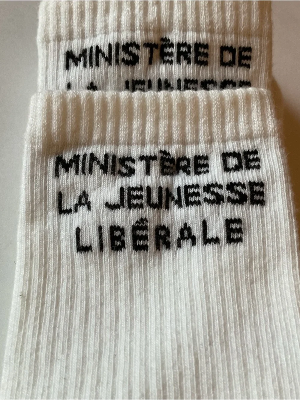 LIBERAL YOUTH MINISTRY LOGO INTARSIA SOCKS WHITE BLACK LETTERING WOMENS OS NWOT